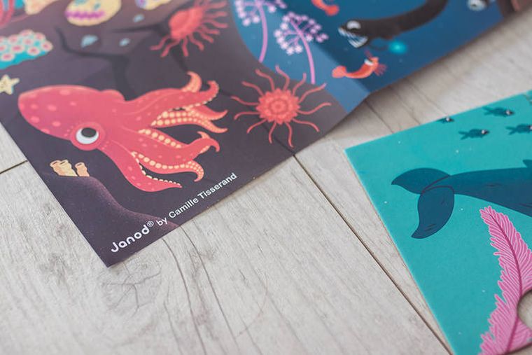 Janod, Ocean, świecące puzzle z mini-lampką UV, 24 elementy