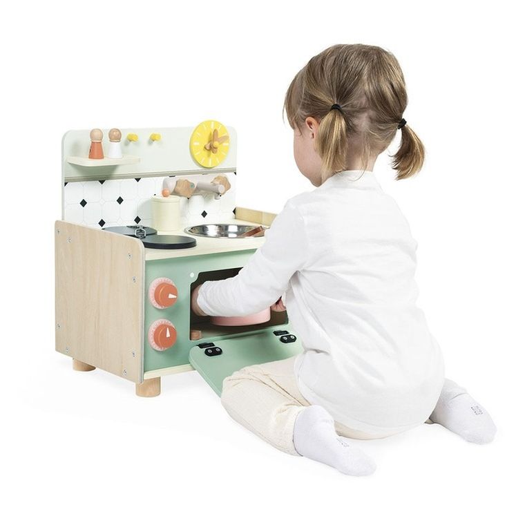 Janod, Shiny Grandma, drewniana kuchnia z 9 akcesoriami