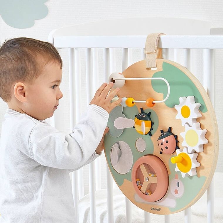 Janod, Sweet Cocoon, wielofunkcyjna tablica edukacyjna, drewniana, Ogród