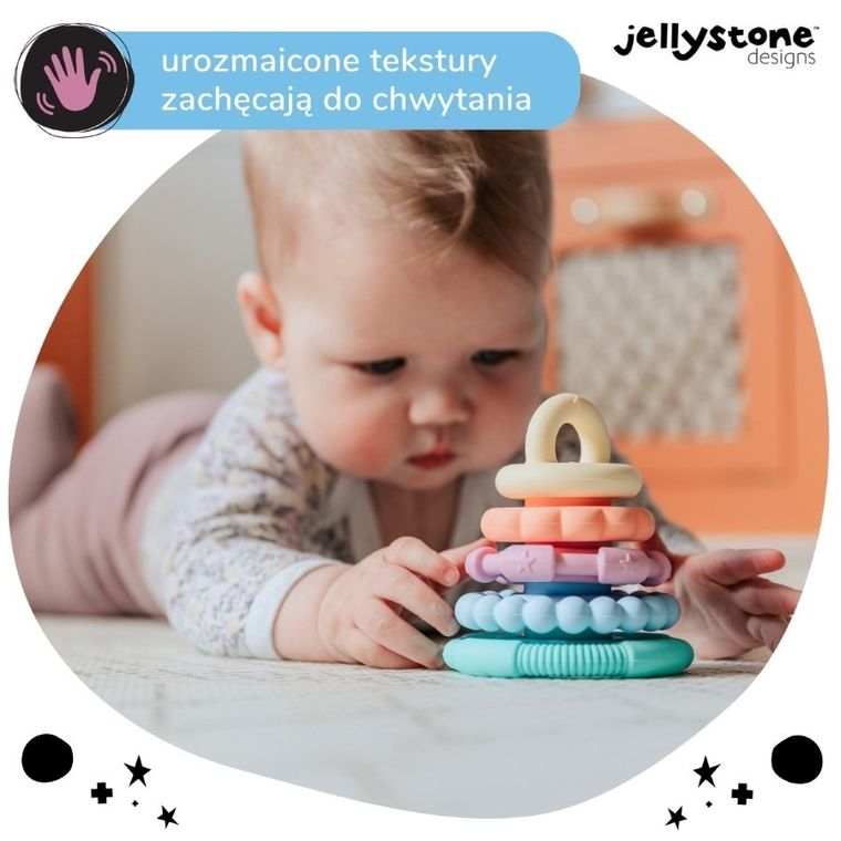 Jellystone, gryzak silikonowy, pastelowa wieża