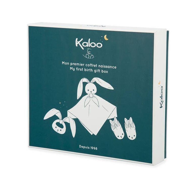 Kaloo, Lapinoo, Królik, zestaw prezentowy 3w1: komforter + gryzak + buciki, niebieski