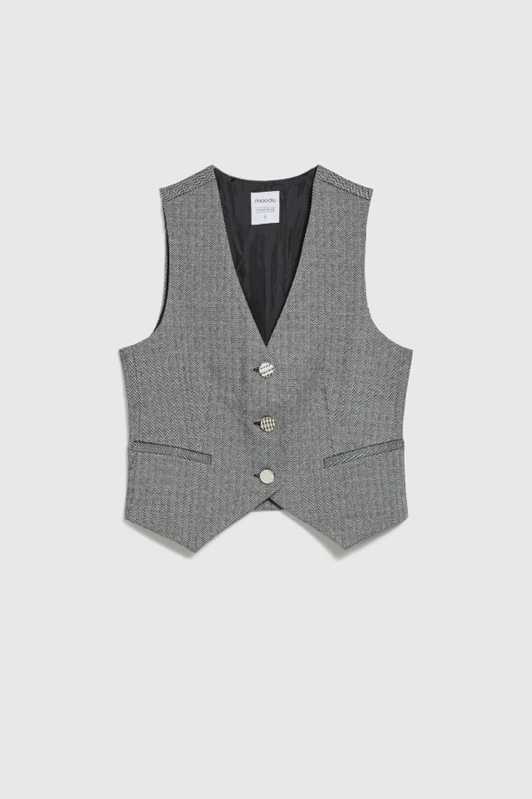 Kamizelka damska, szara, Moodo