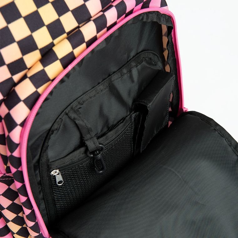 Kayokki, plecak szkolny, 2-komorowy, Szachownica różowo-pomarańczowa