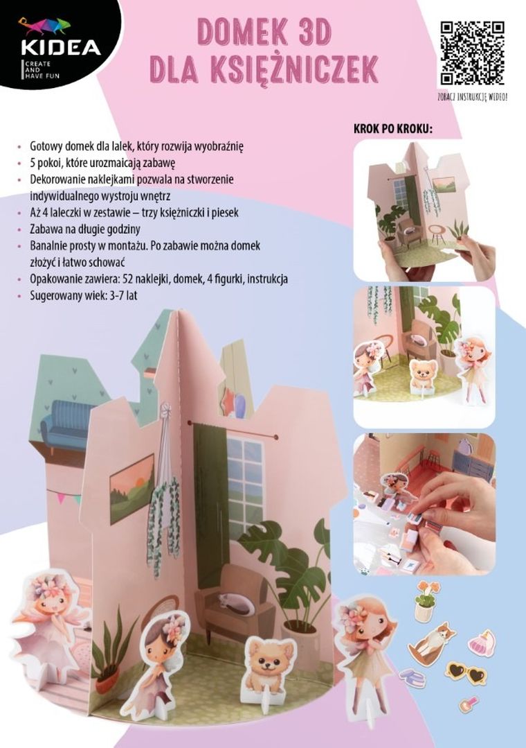 Kidea, domek księżniczek 3D, zestaw kreatywny