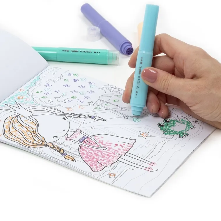Kidea, flamastry do malowania kropkami ze stempelkami + kolorowanka wróżki