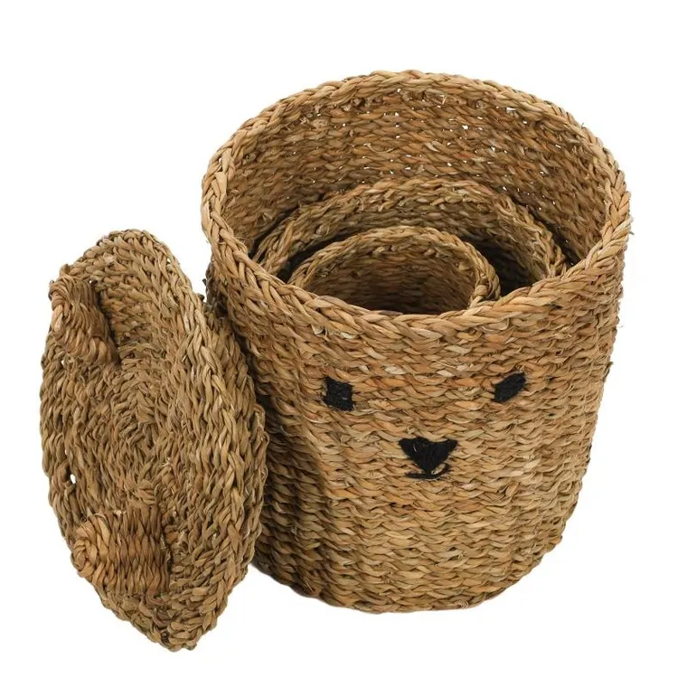 Kids Collection, Joy, pojemniki na zabawki, misie z uszkami, 3 szt.