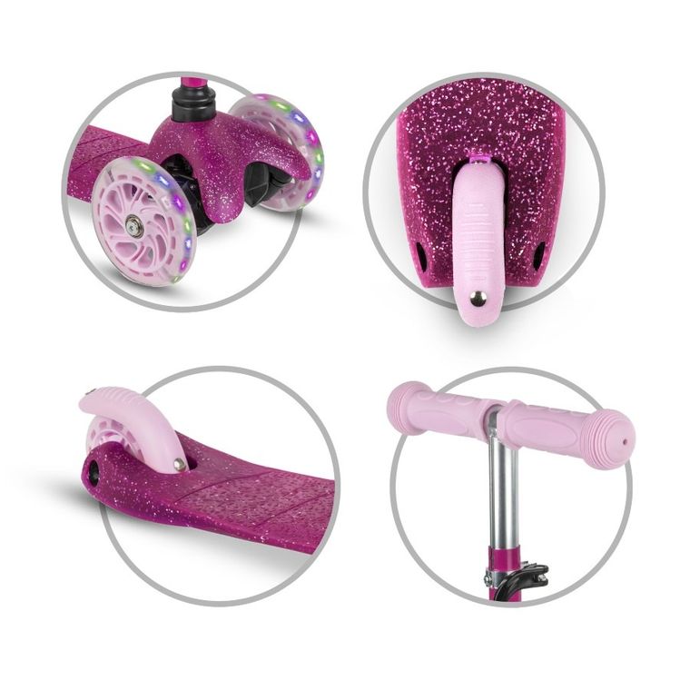 Kidwell, Uno, hulajnoga 3-kołowa LED, balansowa, różowa