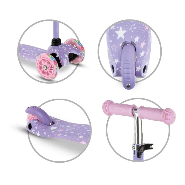 Kidwell, Uno, hulajnoga 3-kołowa LED, balansowa, stars