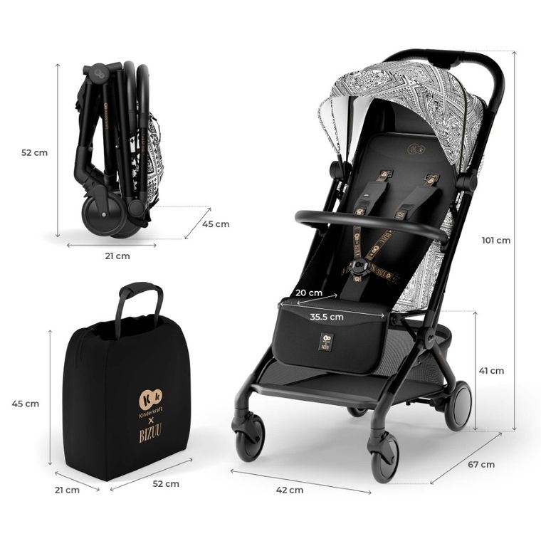 Kinderkraft, Bizuu, Pilot 2, wózek spacerowy, kabinowy, Lunar Black