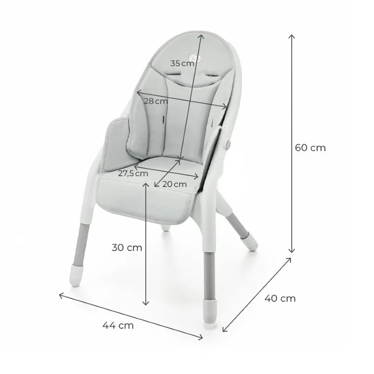 Kinderkraft, Dinnly, krzesełko do karmienia 2w1, szare