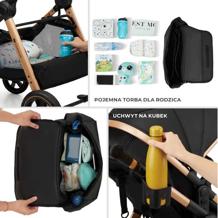 Kinderkraft, Esme, wózek wielofunkcyjny, 2w1, pure black