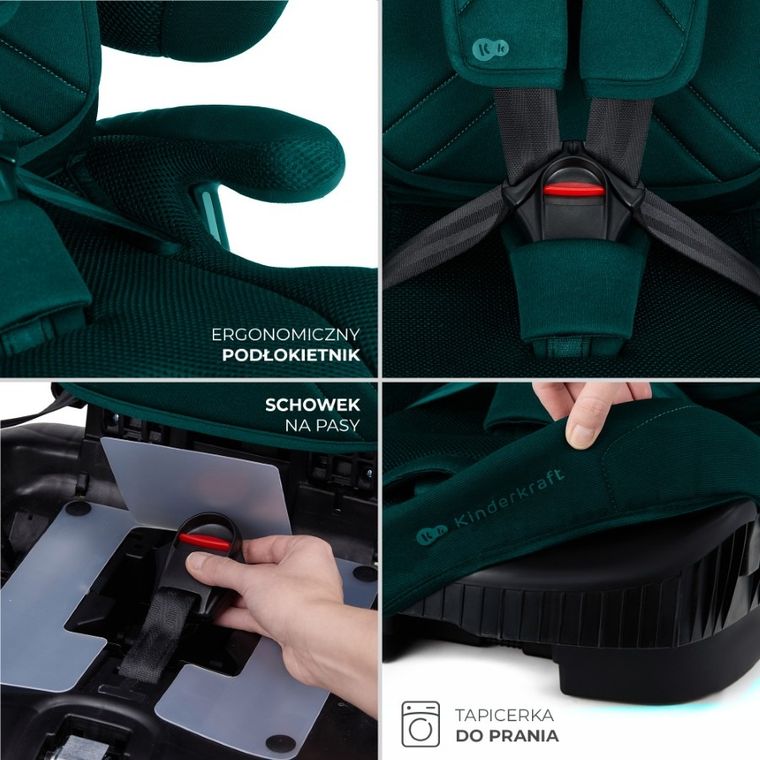 Kinderkraft, FIX2GO, i-Size, fotelik samochodowy, Green, 76-150 cm