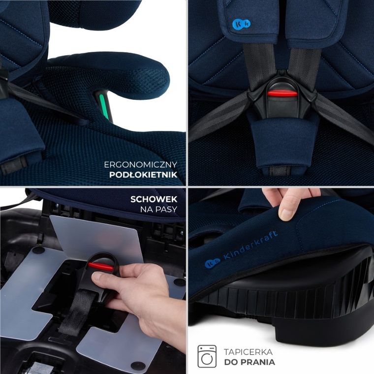 Kinderkraft, FIX2GO, i-Size, fotelik samochodowy, Navy, 76-150 cm