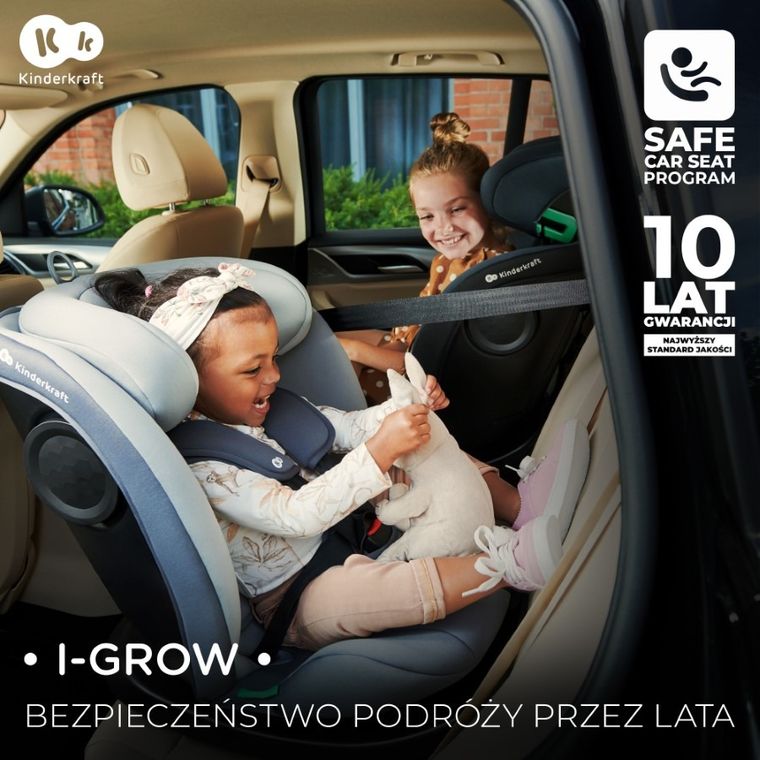 Kinderkraft, I-Grow, fotelik samochodowy, I-Size, Green, 40-150 cm