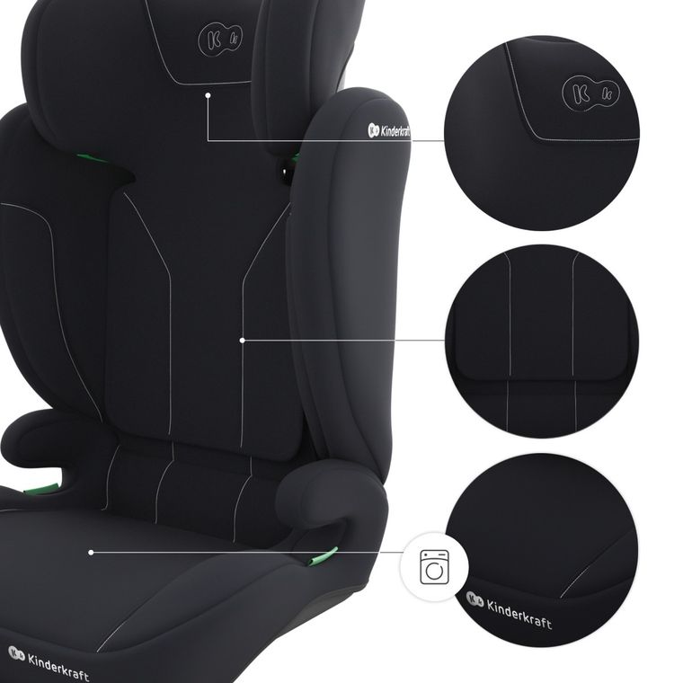 Kinderkraft, I-Spark 2 Plus, i-Size, fotelik samochodowy, black, 100-150 cm