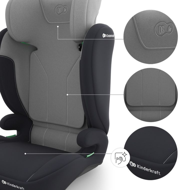 Kinderkraft, I-Spark 2 Plus, i-Size, fotelik samochodowy, grey, 100-150 cm