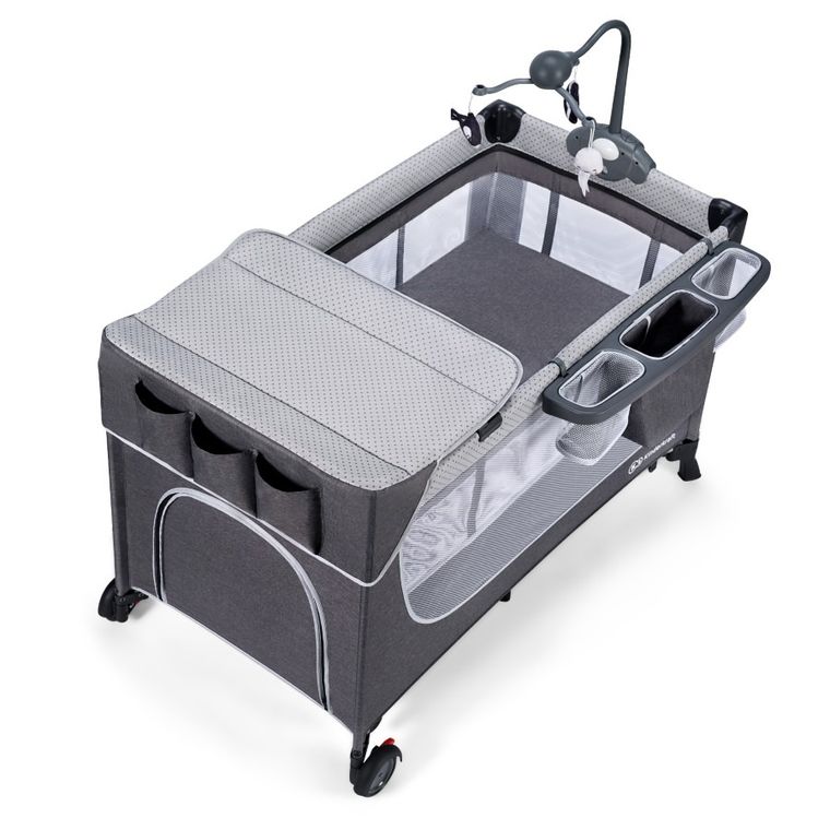 Kinderkraft, Leody, łóżeczko turystyczne z akcesoriami, Grey