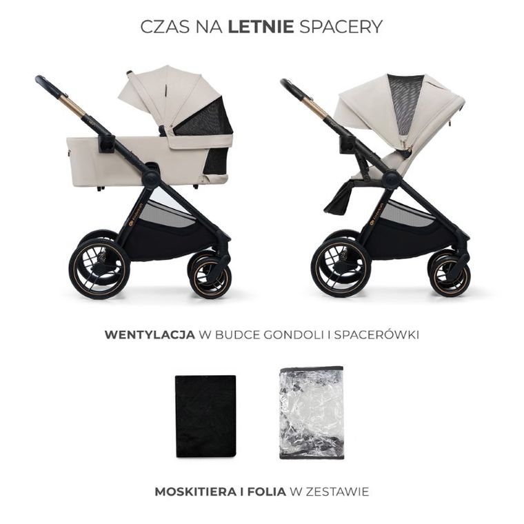 Kinderkraft, Nea 2, wózek wielofunkcyjny 2w1, Soft Beige