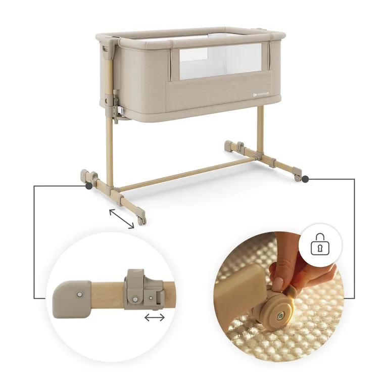 Kinderkraft, Nestee Grow 2, łóżeczko dostawne, beige wood