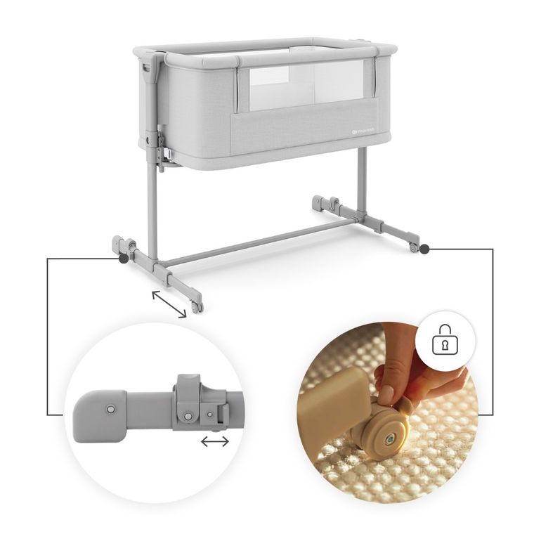 Kinderkraft, Nestee Grow 2, łóżeczko dostawne, light grey