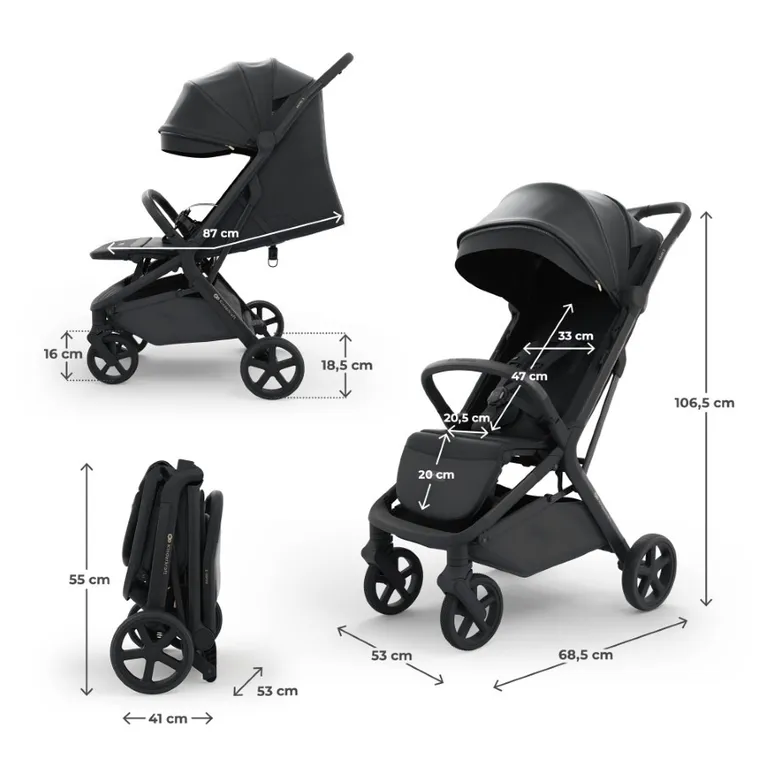 Kinderkraft, Nubi 3, wózek spacerowy, Midnight Black