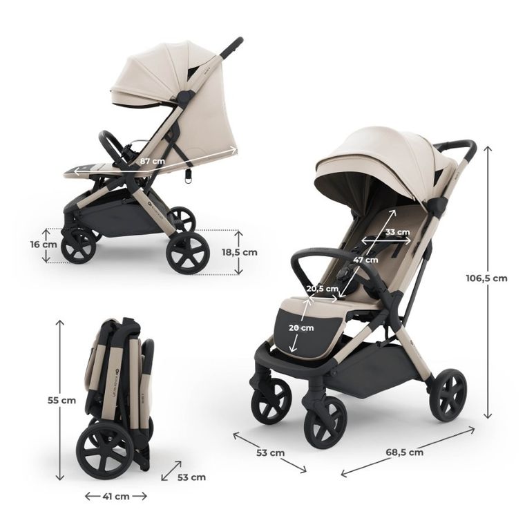 Kinderkraft, Nubi 3, wózek spacerowy, Sand Beige