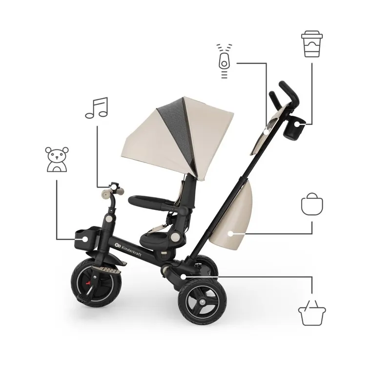 Kinderkraft, Spinstep 2 Plus, rowerek trójkołowy 6w1, Beige