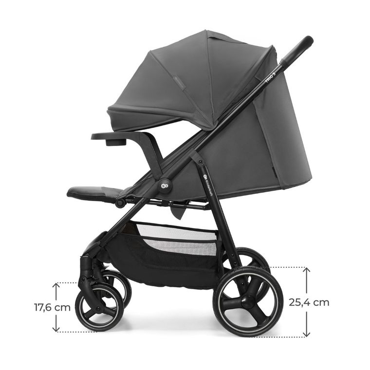 Kinderkraft, Trig 3, wózek spacerowy z tacką, Granite Grey