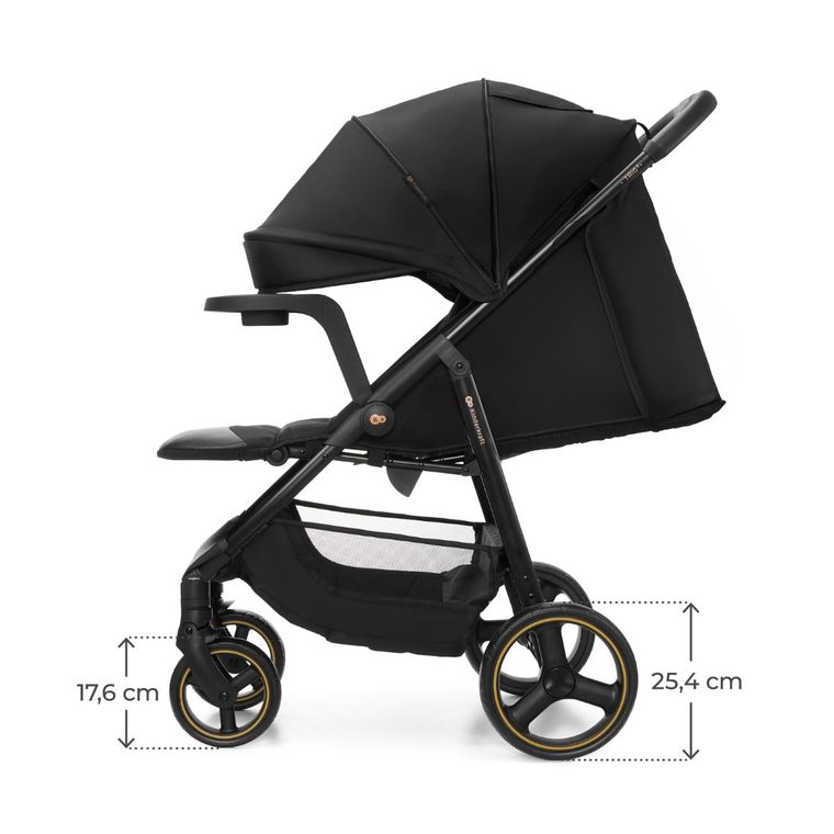 Kinderkraft, Trig 3, wózek spacerowy z tacką, Onyx Black