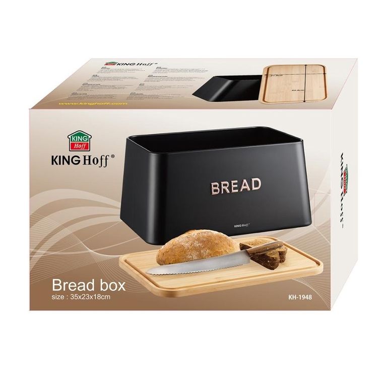 Kinghoff, chlebak z deską do krojenia, stalowy, KH-1948
