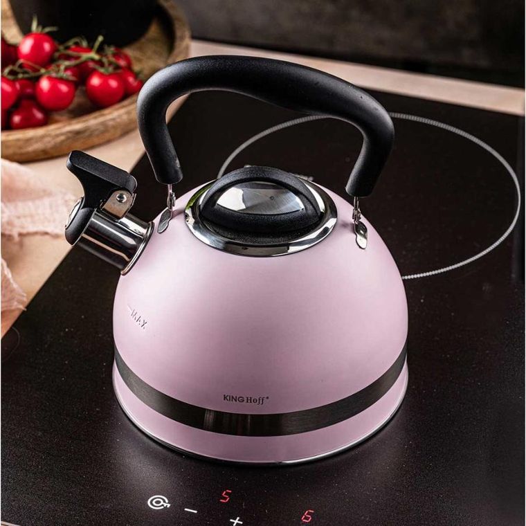 Kinghoff, czajnik, 1.8l z gwizdkiem, różowy