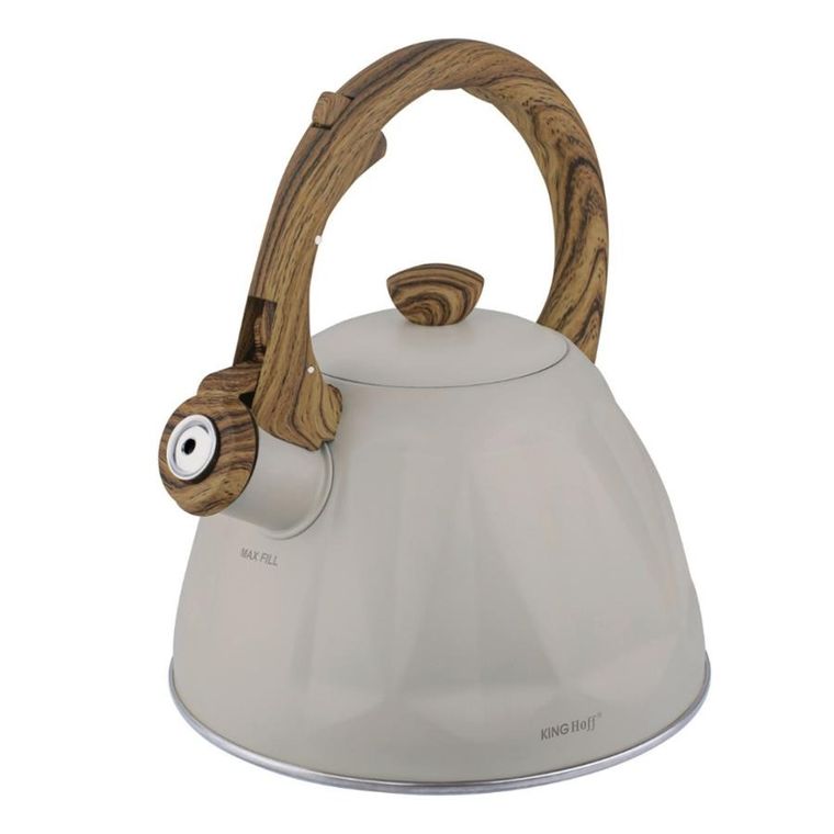 Kinghoff, czajnik z gwizdkiem, beżowy mat, 2l, kh-1998