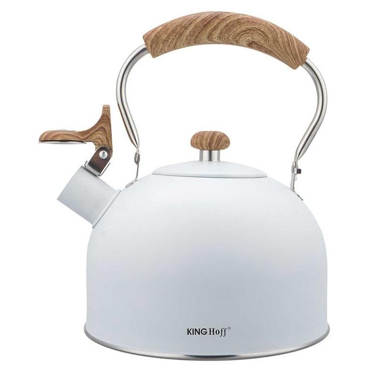 Kinghoff, czajnik z gwizdkiem, biały, 2,5l