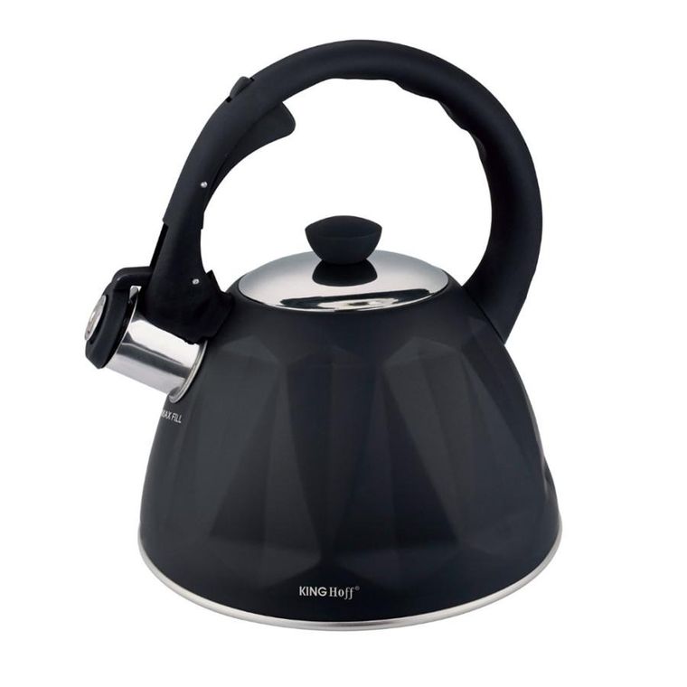 Kinghoff, czajnik z gwizdkiem, czarny mat, 2l, kh-1997