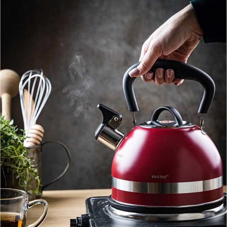 Kinghoff, czajnik z gwizdkiem, czerwony, 1,8l