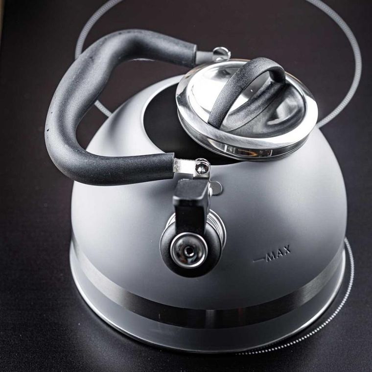 Kinghoff, czajnik z gwizdkiem, szary, 1,8l