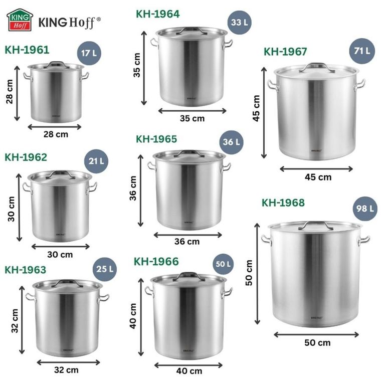 Kinghoff, garnek gastronomiczny z pokrywą, stalowy, 33l, KH-1964