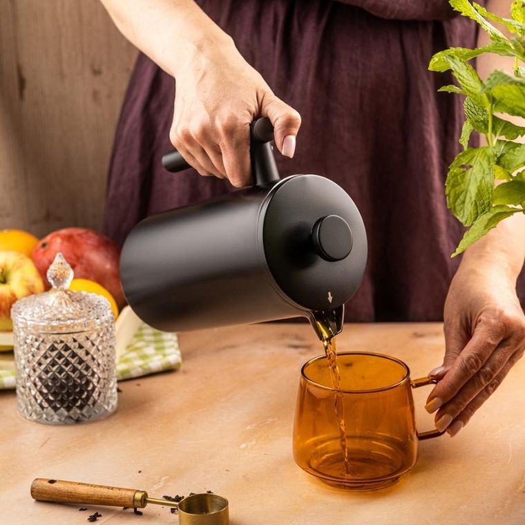 Kinghoff, stalowy zaparzacz tłokowy do kawy, herbaty, 1l, kh-1996