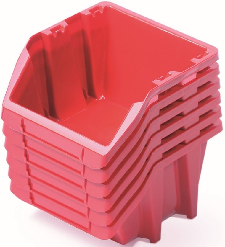 Kistenberg, zestaw pojemników warsztatowych, Bineer short, 10 szt., czerwony