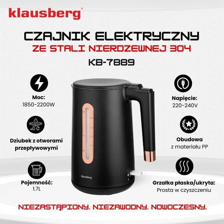 Klausberg, czajnik elektryczny, rose gold, 1,7l