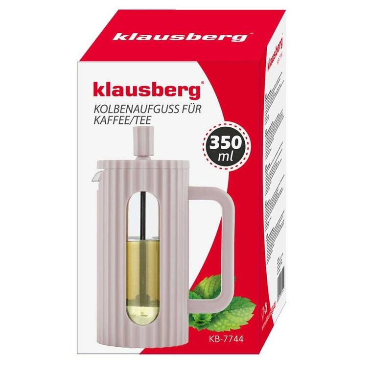Klausberg, zaparzacz tłokowy do kawy/herbaty, różowy, 350 ml