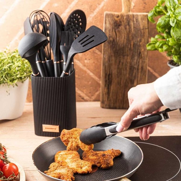 Klausberg, zestaw 12 silikonowych przyborów kuchennych w stojaku, kb-9011