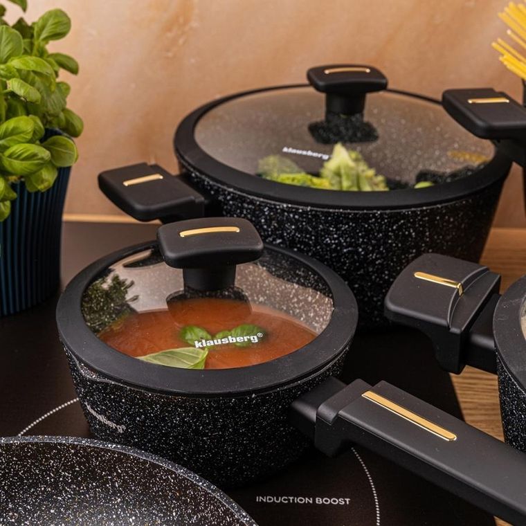 Klausberg, zestaw garnków marmurkowych, 12 elementów, kb-7966