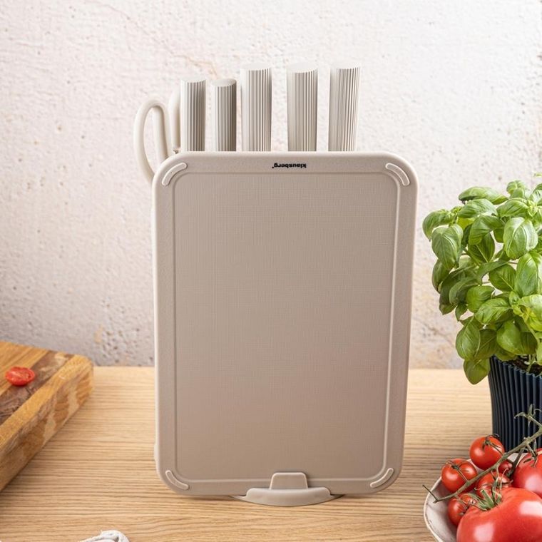 Klausberg, zestaw noży w stojaku z deską i chwytem na ręcznik, kb-7978