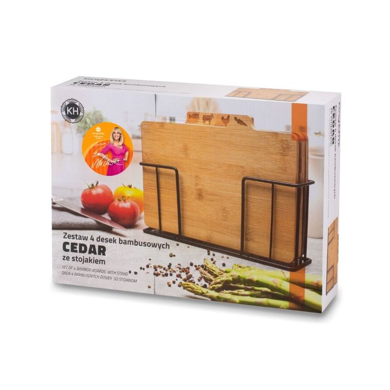 Könighoffer, Cedar, zestaw 4 desek do krojenia ze stojakiem, 29-21-7 cm