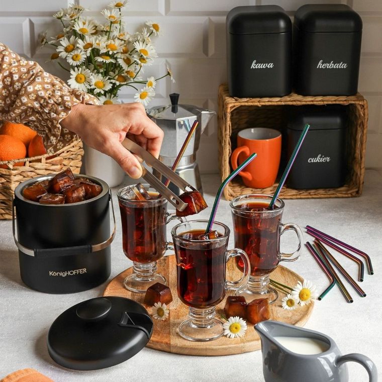 Könighoffer, Lugo, wiaderko do lodu ze szczypcami, czarny mat, 1,3l