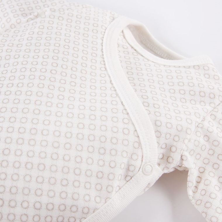 Komplet niemowlęcy, Czapka, Body z długim rękawem, Półśpiochy, Pajac, ecru, Eevi