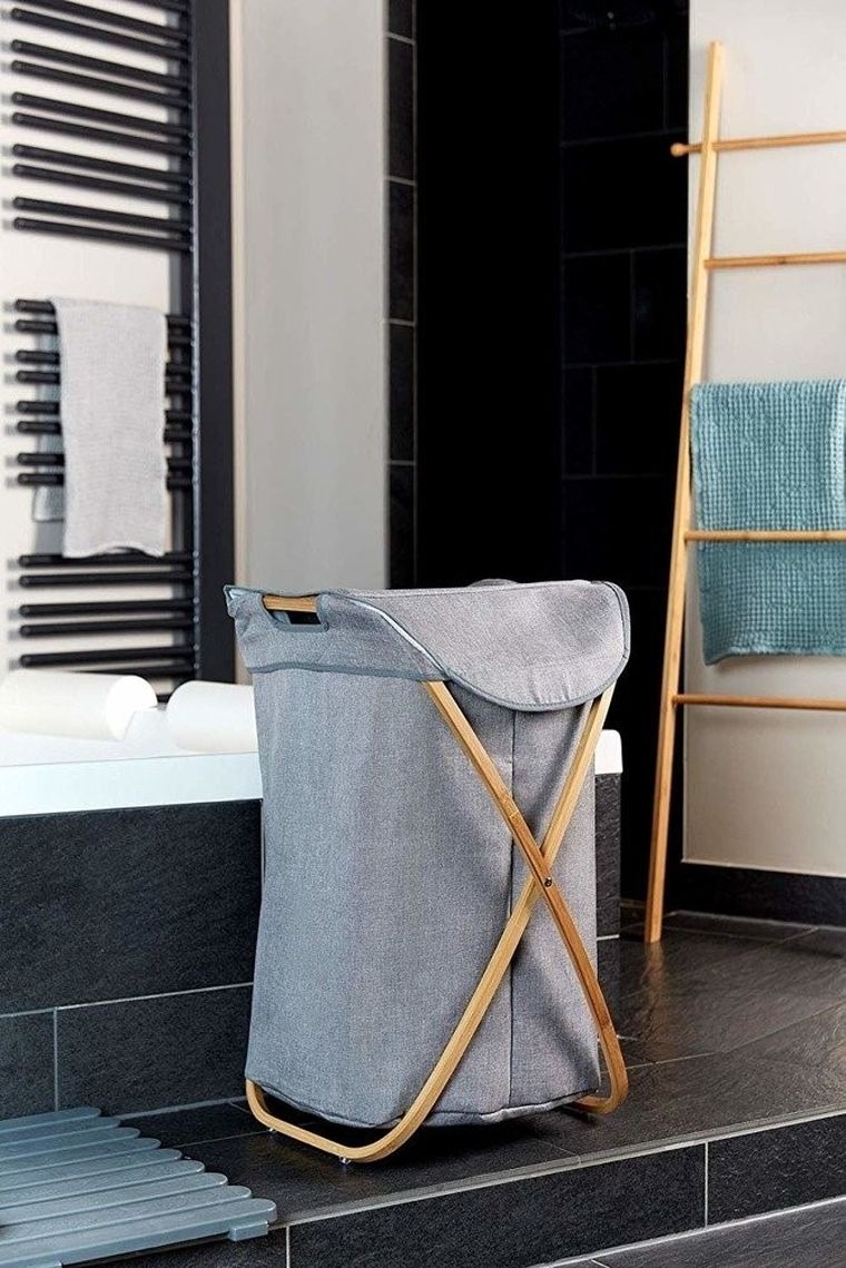 Kosz na pranie, Bahari, na składanym stelażu, 79 l, 68-46-40 cm