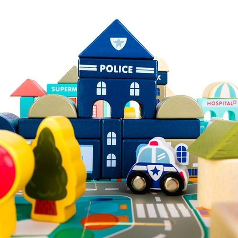 Kruzzel, miasto, klocki drewniane, 115 szt.