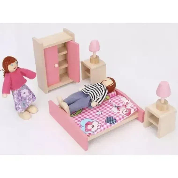 Kruzzel, Rodzina, miniaturowe lalki drewniane, 7 szt.